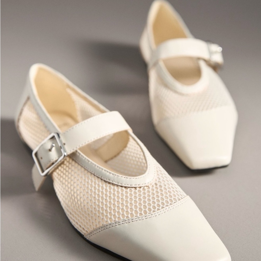 Vagabond Cream Mesh Mary Jane Flats